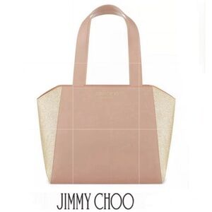 Jimmy Choo Pink and Gold Weekender Tote Bag with Spacious Design NWT